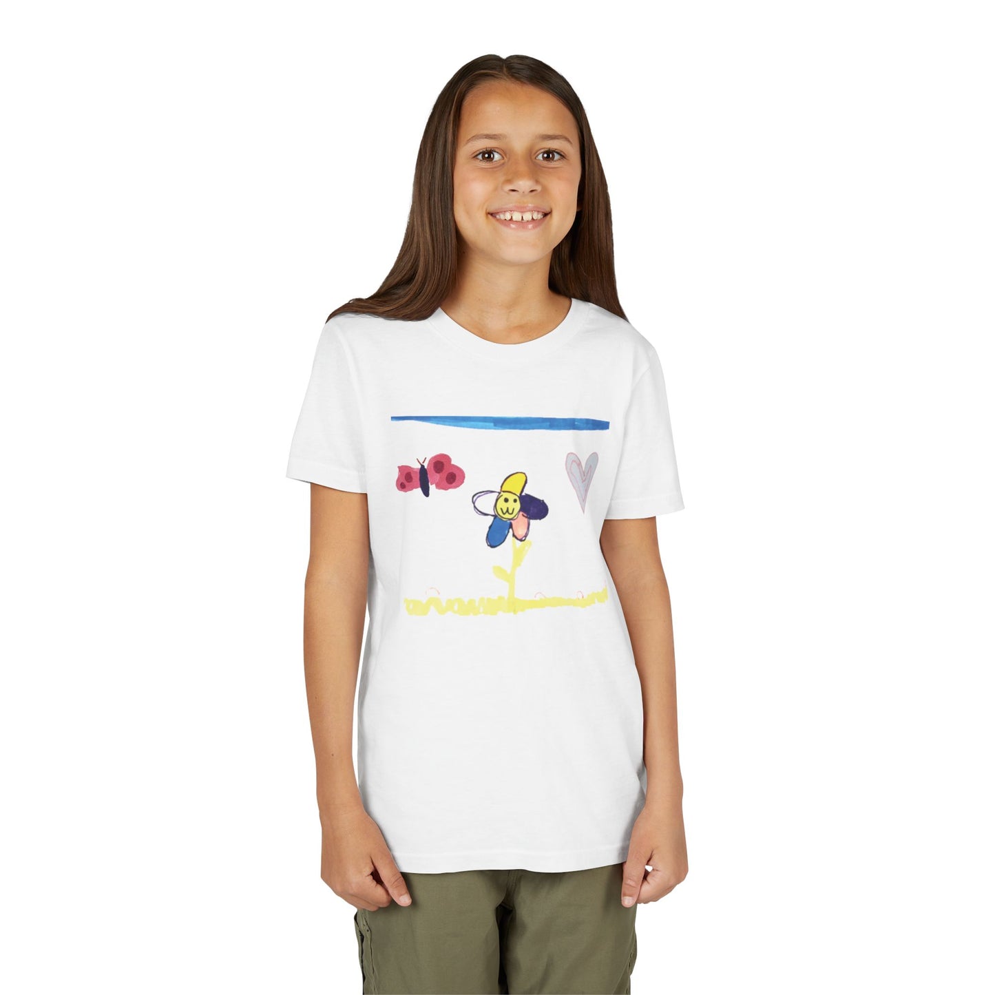 Kids Tee Whimsical Flower Heart Butterfly