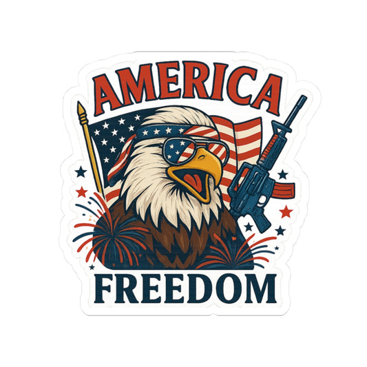 Sticker: America Freedom Eagle Flag Kiss-Cut Stickers - 4th of July Stickers, Bold Patriotic Art, Eagle Freedom Decals