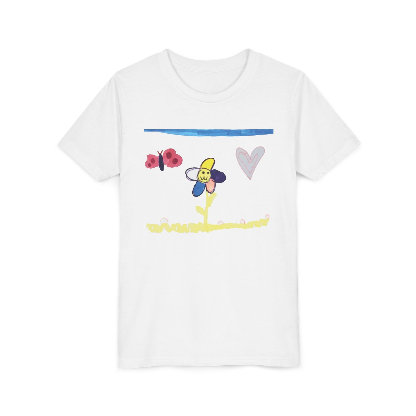 Kids Tee Whimsical Flower Heart Butterfly