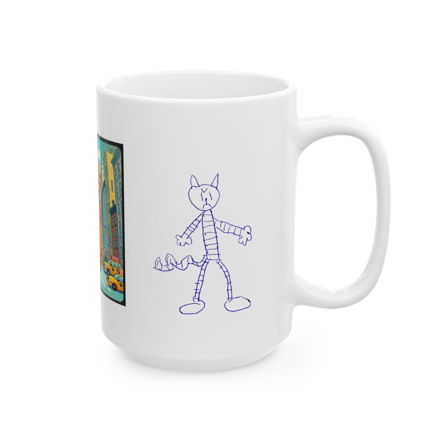 Mug - Big City Cat and big Kid's Cat Sketch Ceramic Mug (11oz, 15oz)