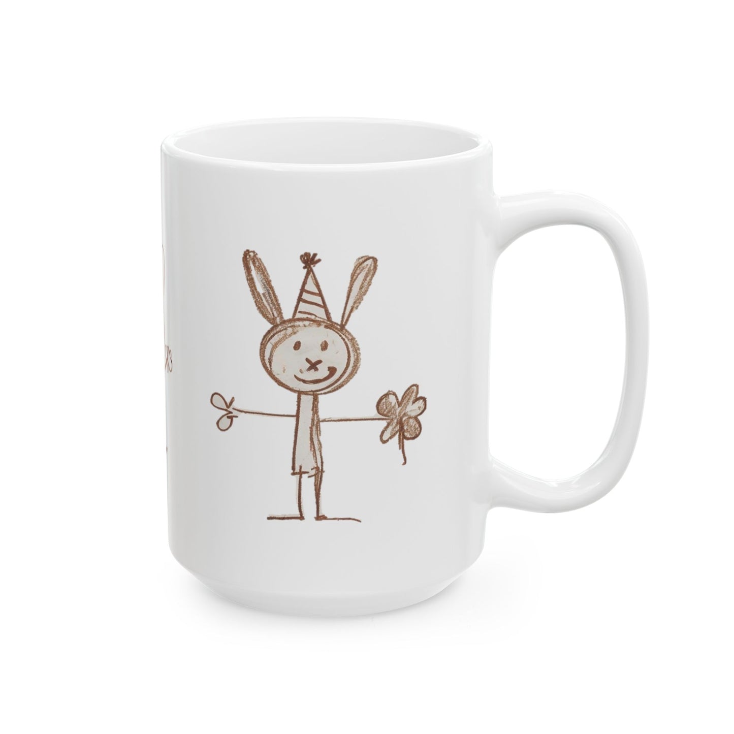 Childlike Bunny Mug, Adorable Rabbit Cup, Playful Animal Coffee Mug, Cute Bunny Tea Mug, Whimsical Ceramic Mug