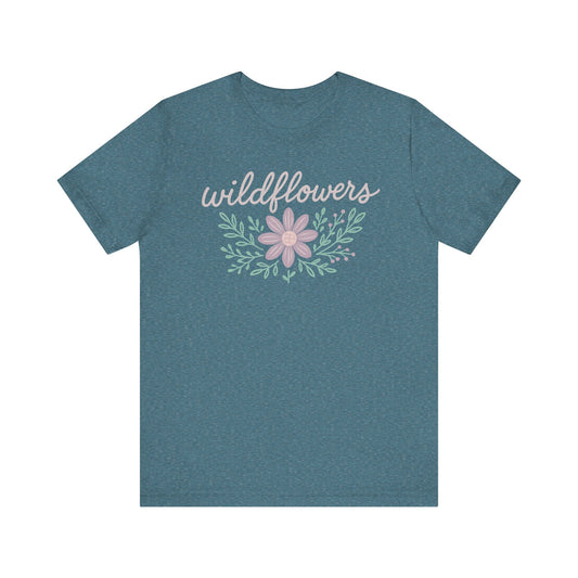 Chalk Art Wildflowers Tee - Bohemian Shirt, Boho Chic Tee, Casual Spring Style