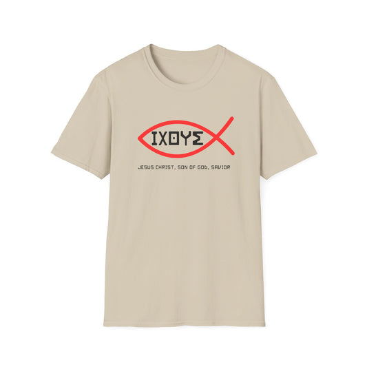 Christian IXOYE Fish Unisex T-Shirt - ΙΧΘΥΣ Greek Translated Design - Biblical Quote Shirt, Christian Fashion, Christian Gift