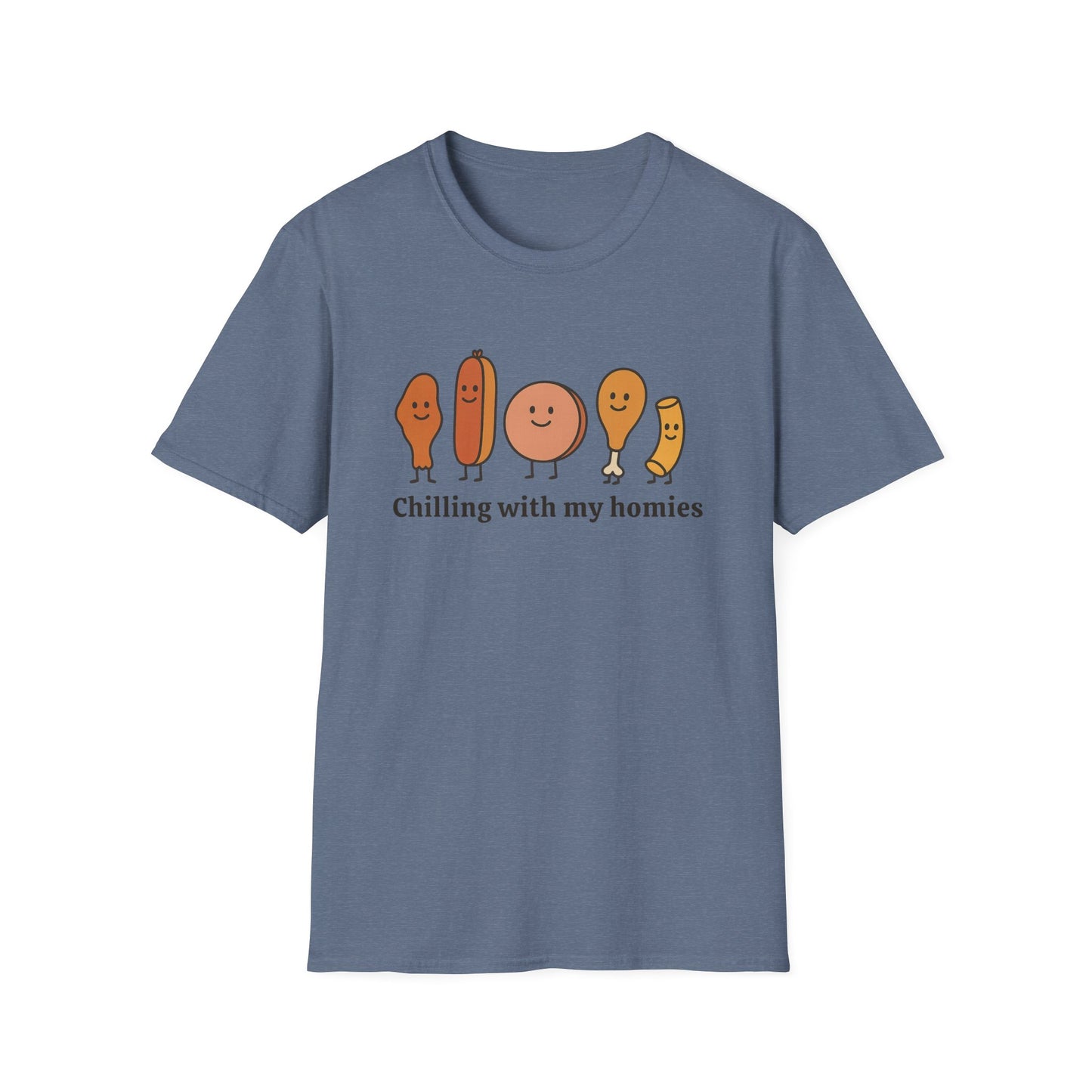 Chilling with my homies chicken wing hot dog bologna chicken macaroni Tee - Casual Apparel, Chicken Wing Lover, Chill Vibes