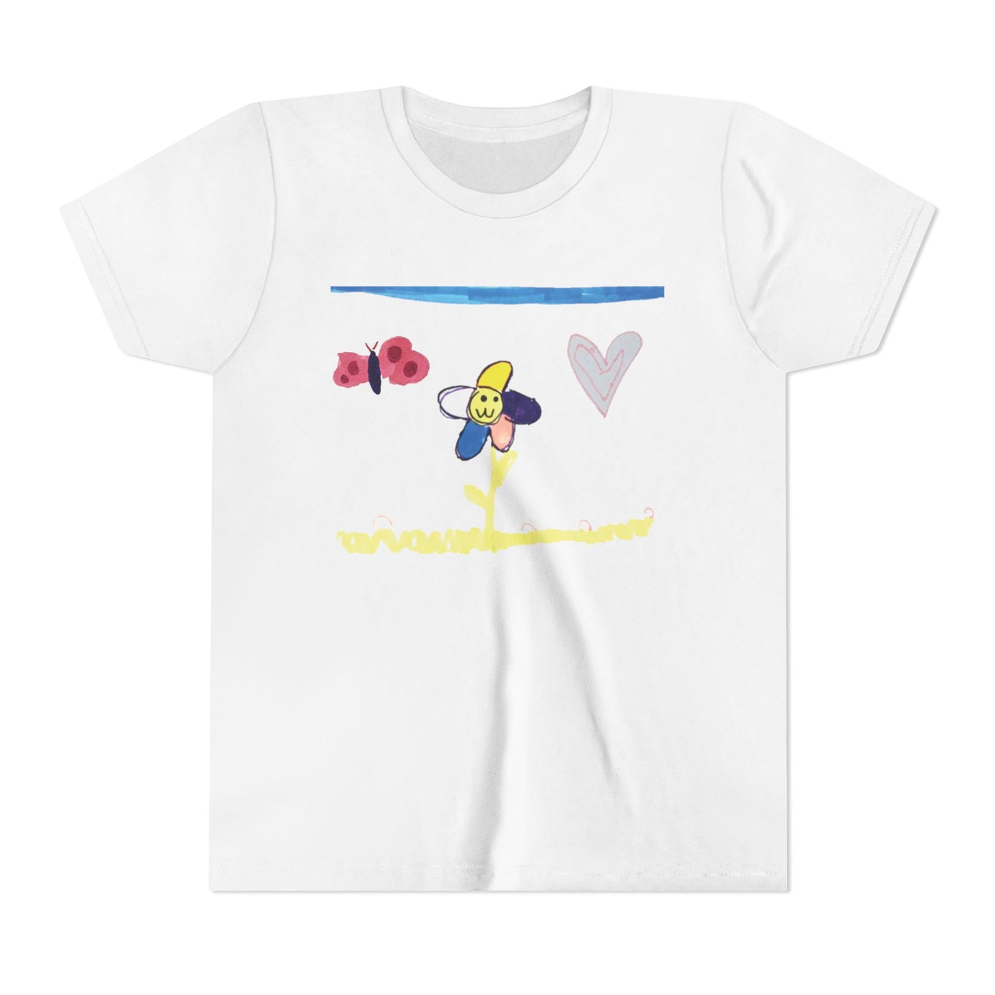 Kids Tee Whimsical Flower Heart Butterfly