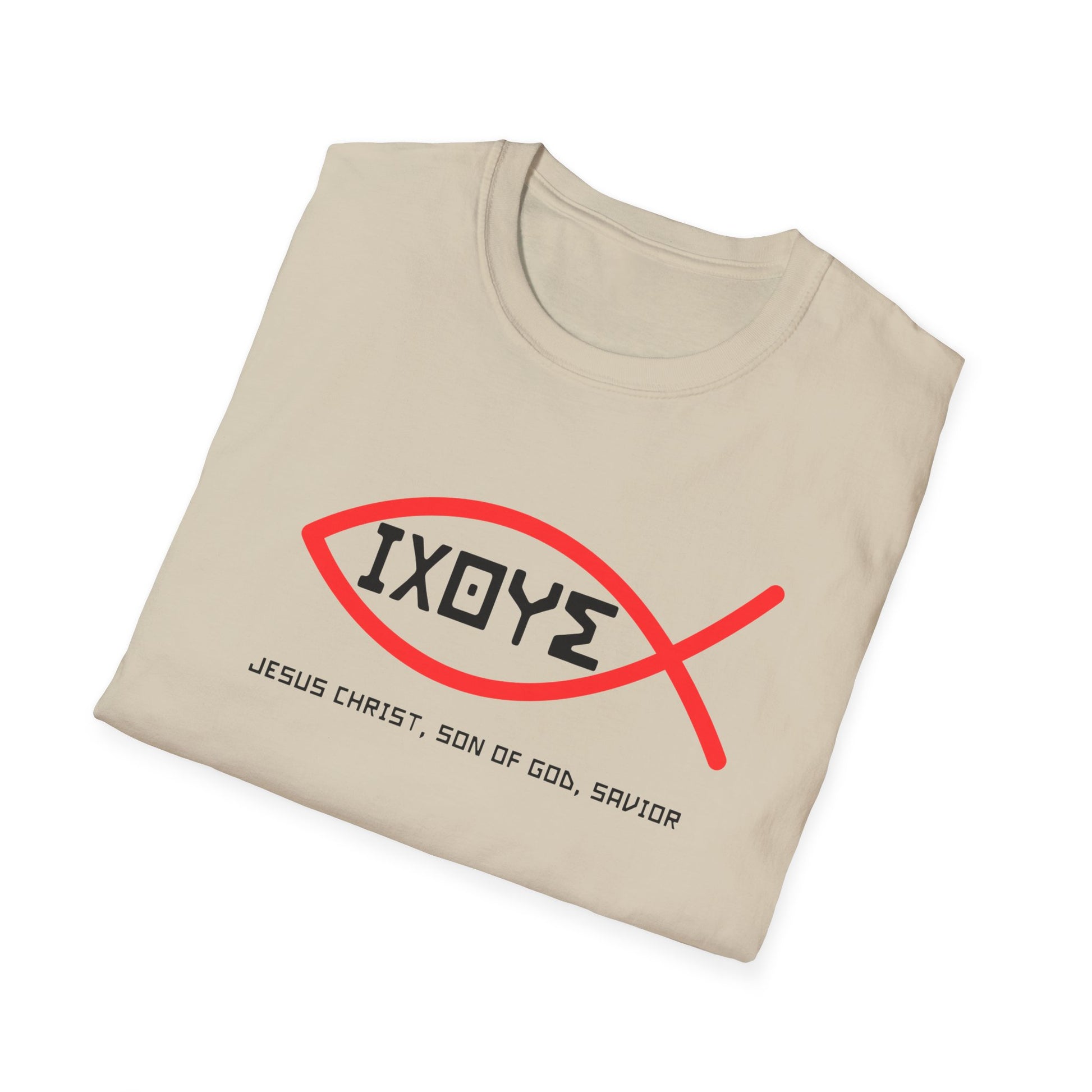 Christian IXOYE Fish Unisex T-Shirt - ΙΧΘΥΣ Greek Translated Design - Biblical Quote Shirt, Christian Fashion, Christian Gift