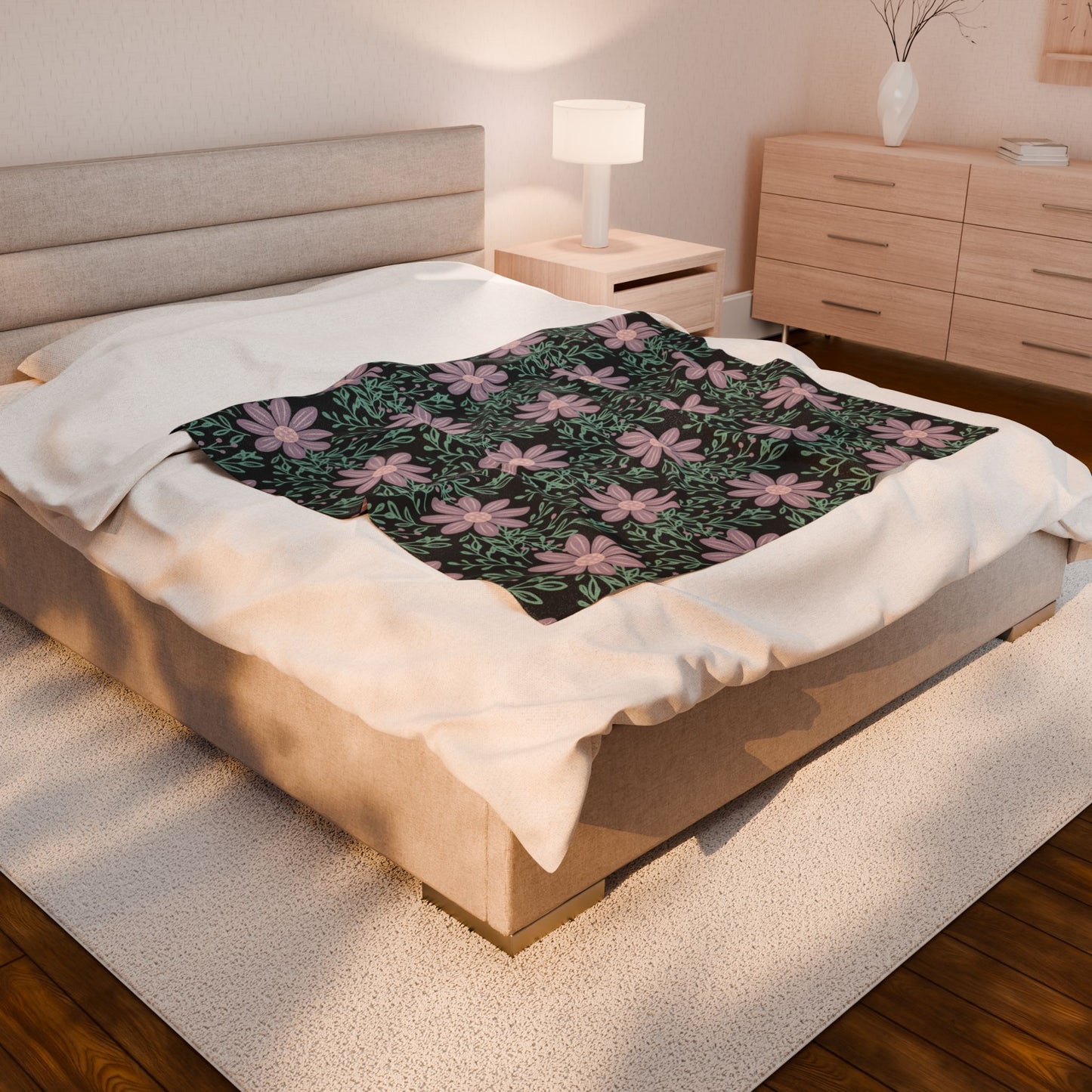 This velveteen plush blanket features a chalkboard wildflower design, giving a cozy and rustic feel to any room. Perfect for adult buyers looking to add a touch of nature to their home decor or gift during holidays, birthdays, or housewarmings.