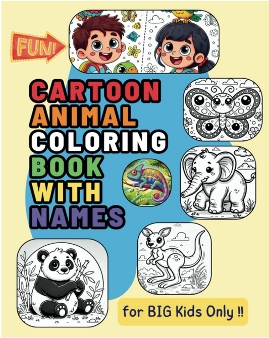 Cartoon Animal Coloring Book for Kids: Coloring Book for Kids - Fun and Educational! (Click Amazon link)